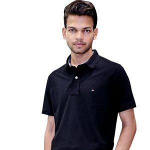 Tommy Hilfiger Men’s Black Cotton Solid Regular Fit Polo T-Shirt .{ SMALL(S)}